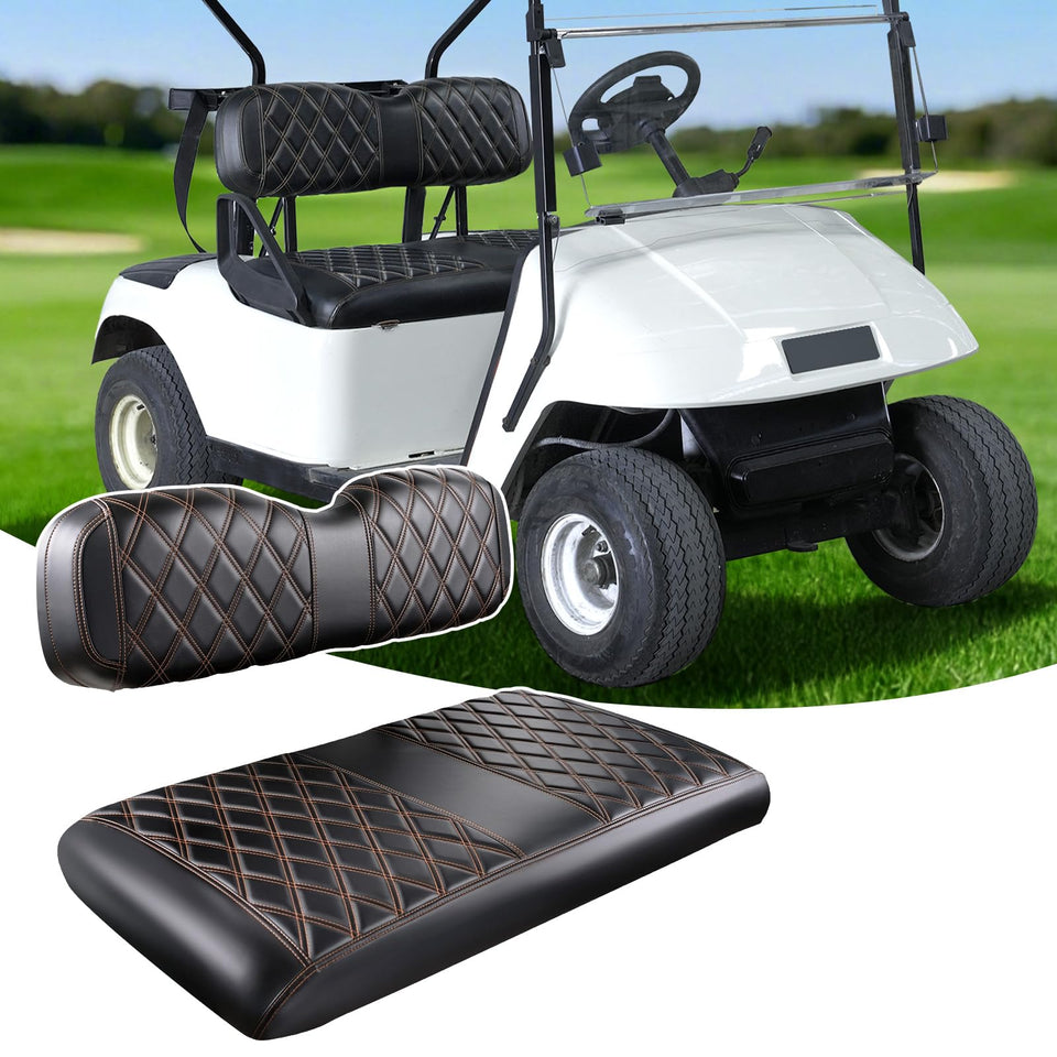 CartClan Diamond Seat Covers for EZGO TXT front protect against wear.