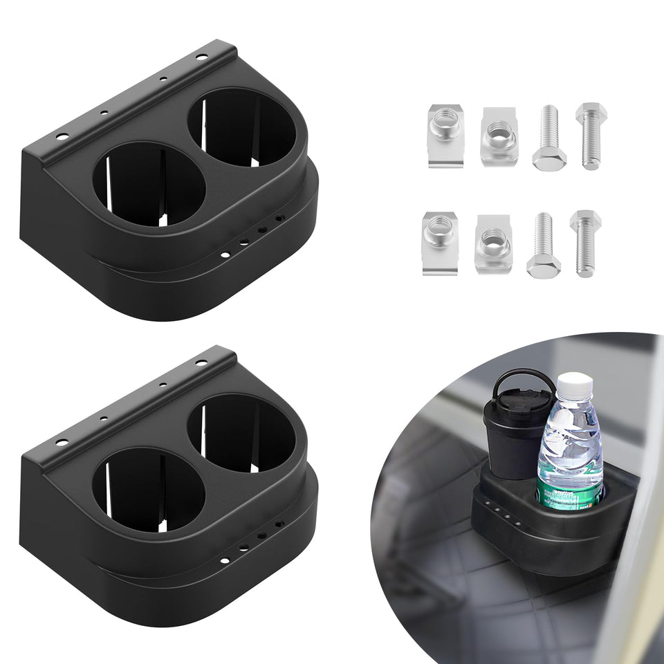 CartClan DS dual cup holder front view showing easy reach and secure placement.