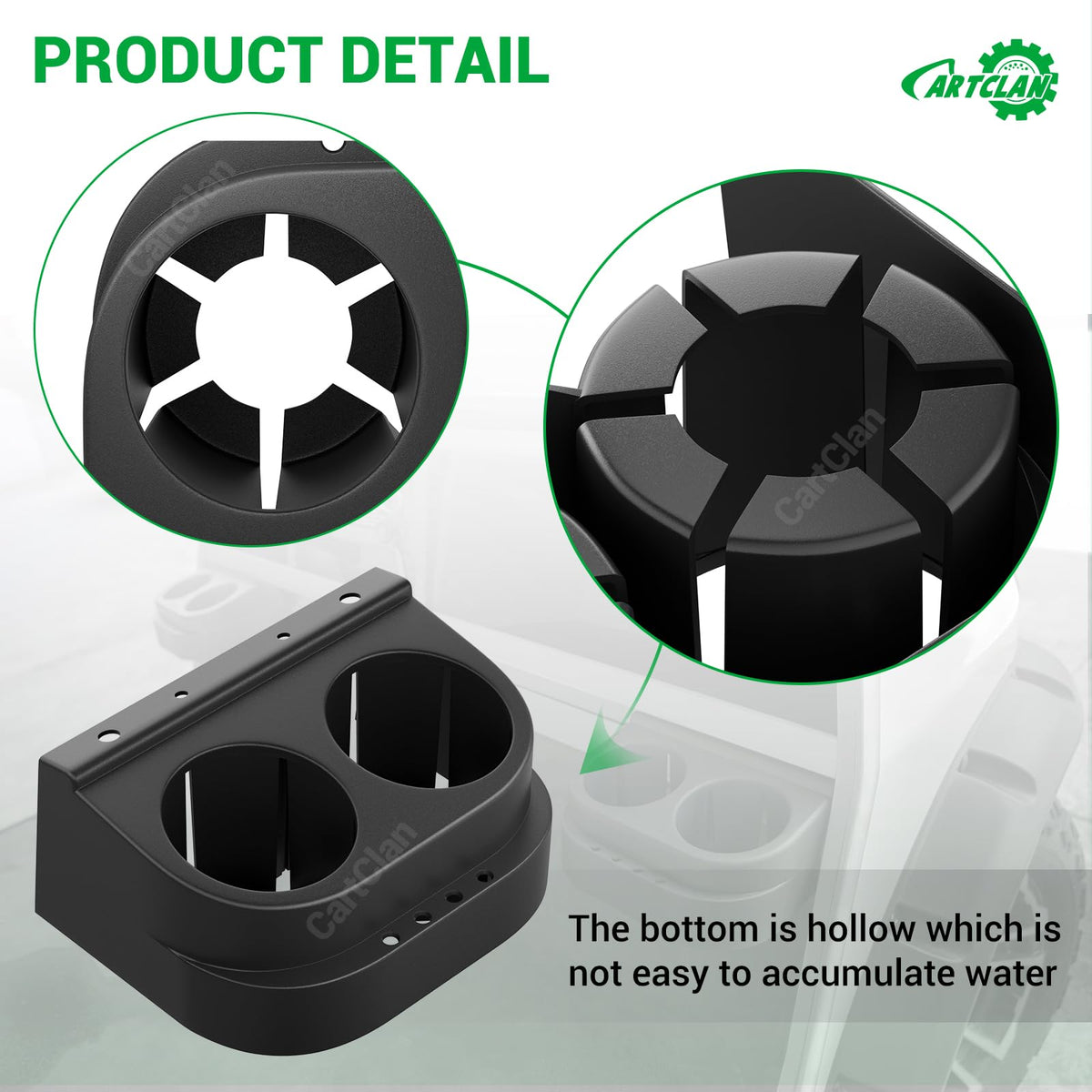CartClan DS dual cup holder side view highlights compact fit for Club Car DS.