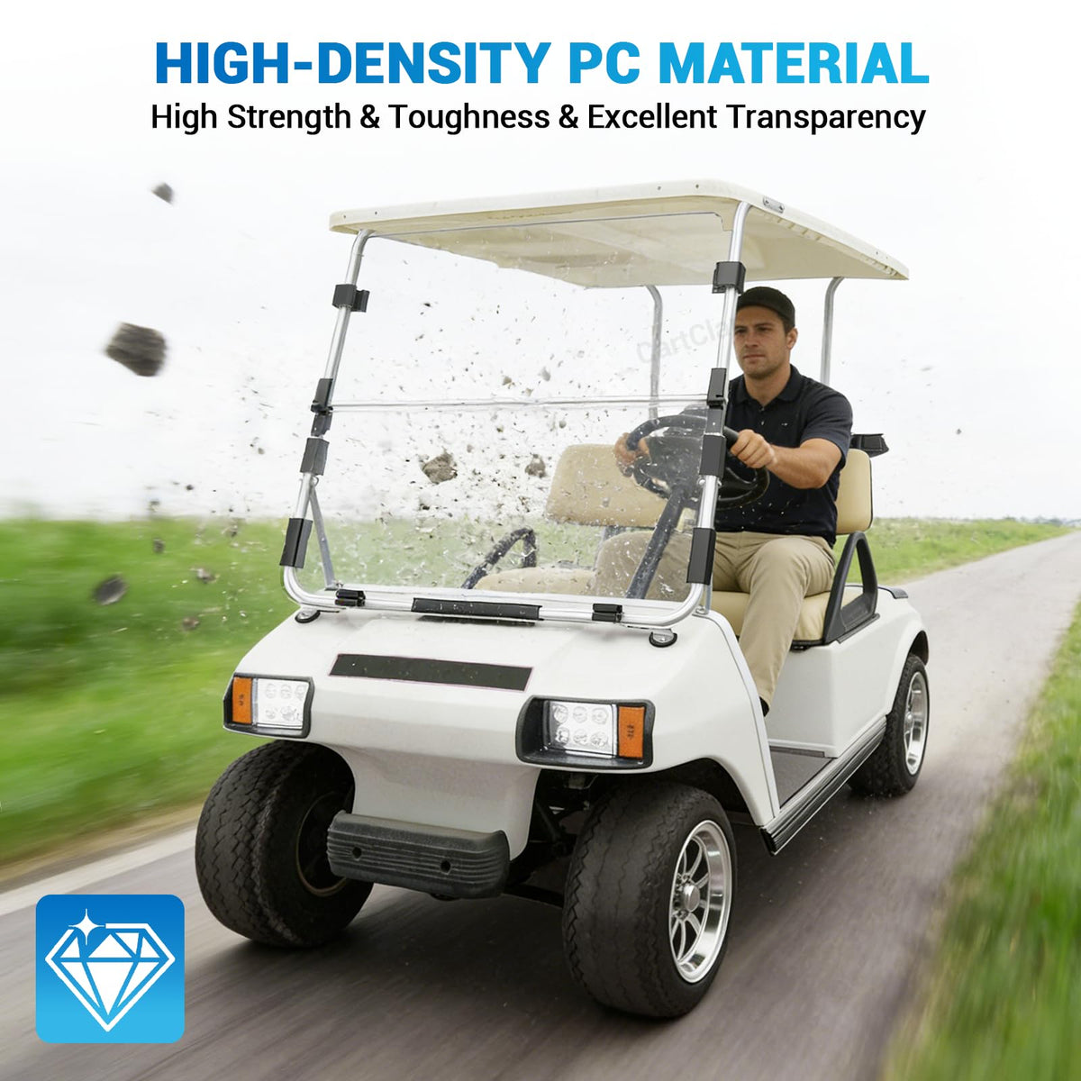 CartClan DS windshield kit includes clips and screws for easy mounting