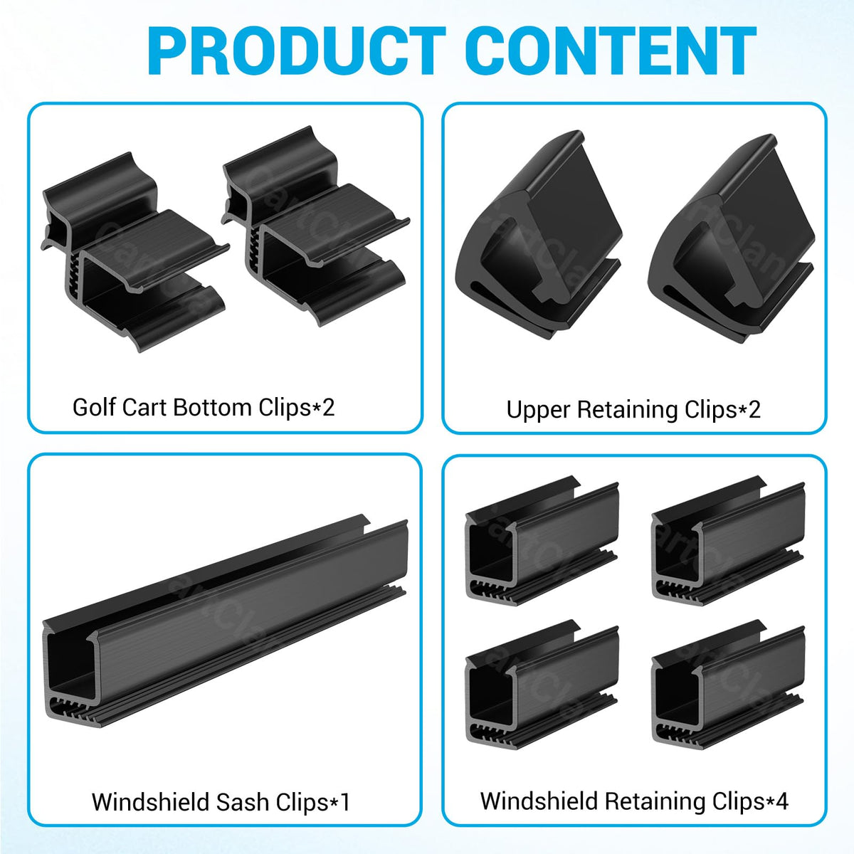 CartClan DS windshield retaining clips package includes all parts