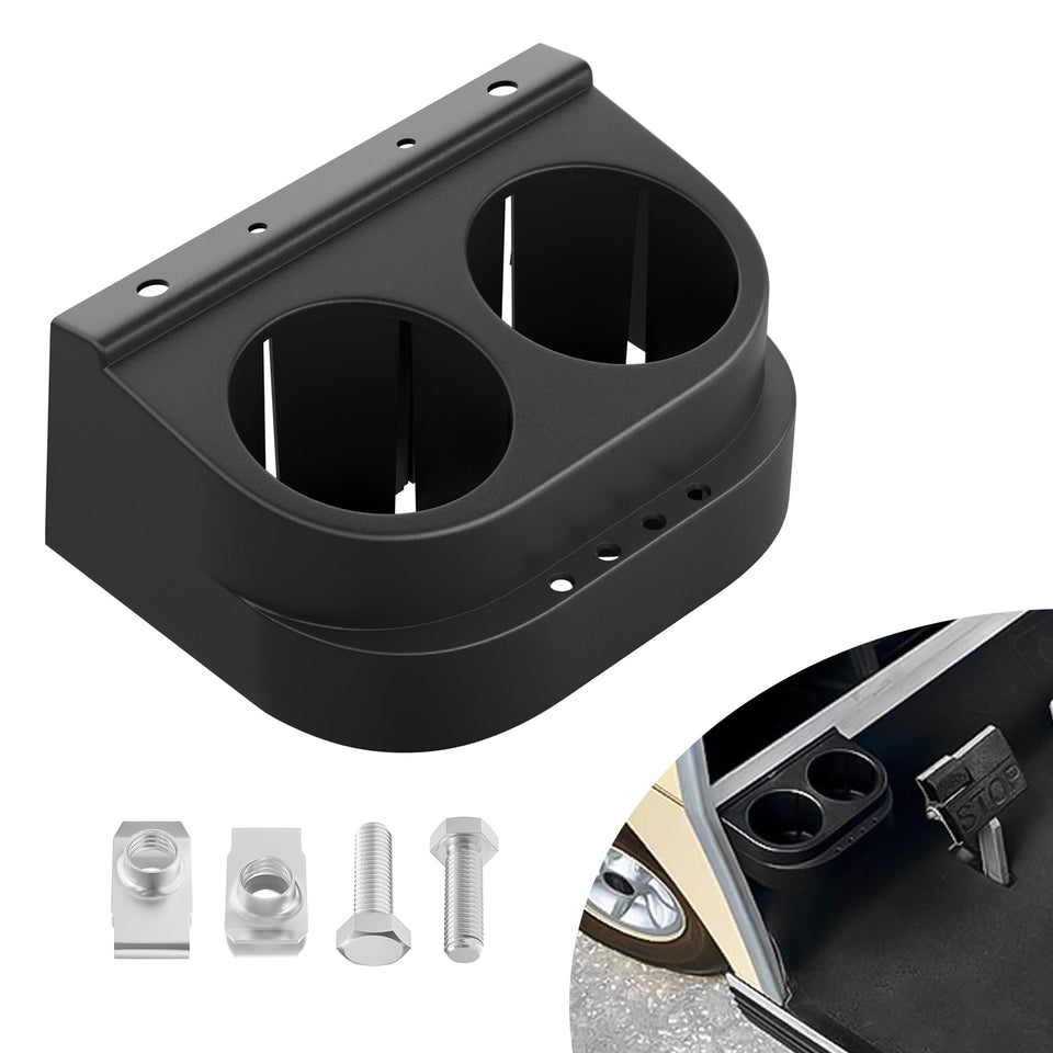 CartClan dual cup holder for Club Car DS, close-up of durable ABS construction.