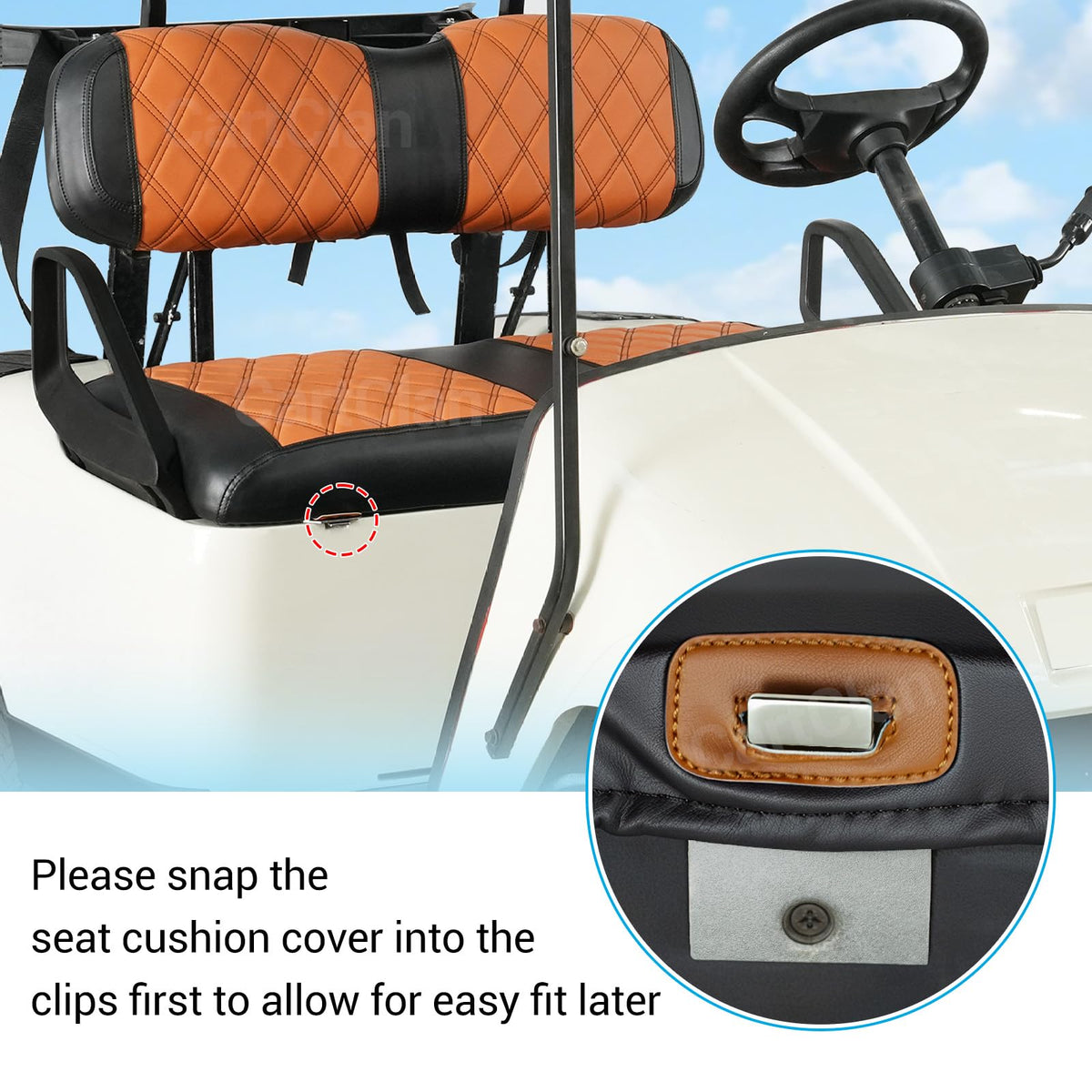 CartClan easy-clean seat covers wipe down after rides.