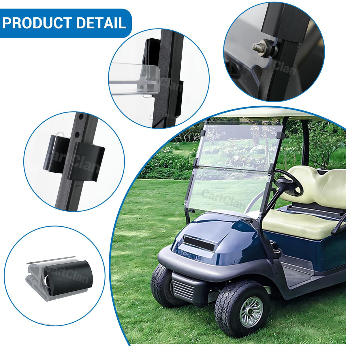 CartClan easy-install windshield for Club Car with included hardware