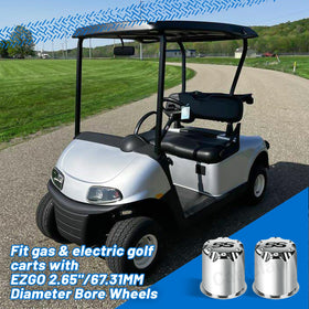 CartClan EZGO 2.65-inch bore center cap enhances wheel appearance with durable chrome finish.