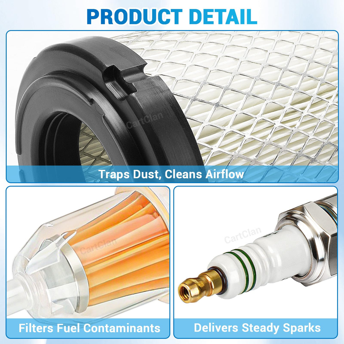 CartClan EZGO fuel filters array ensuring clean fuel path for smooth operation.