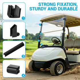 CartClan EZGO RXV clear windshield enhances on-course visibility.