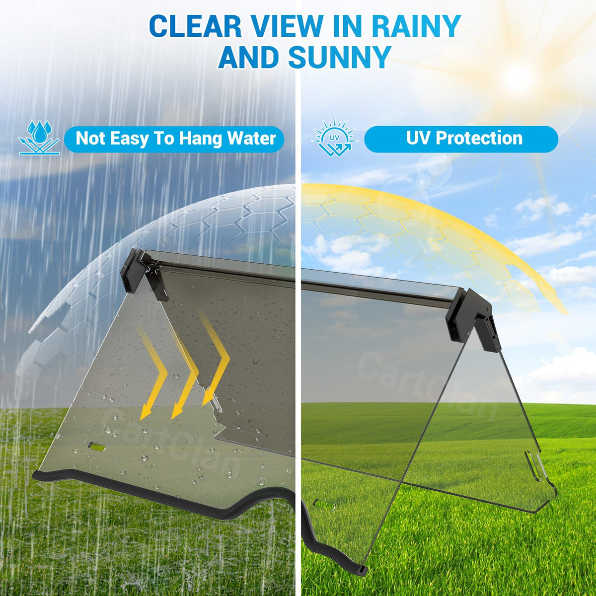 CartClan EZGO RXV windshield made of durable PC material