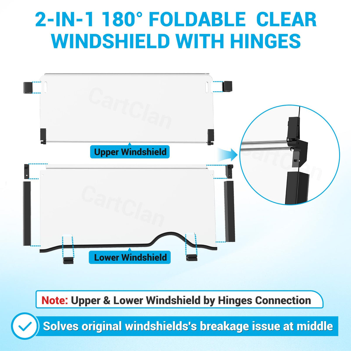 CartClan EZGO RXV windshield installs in minutes with no drilling.