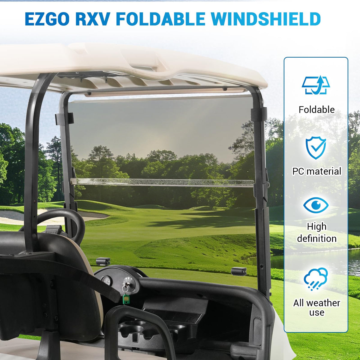 CartClan EZGO RXV windshield easy installation without drilling