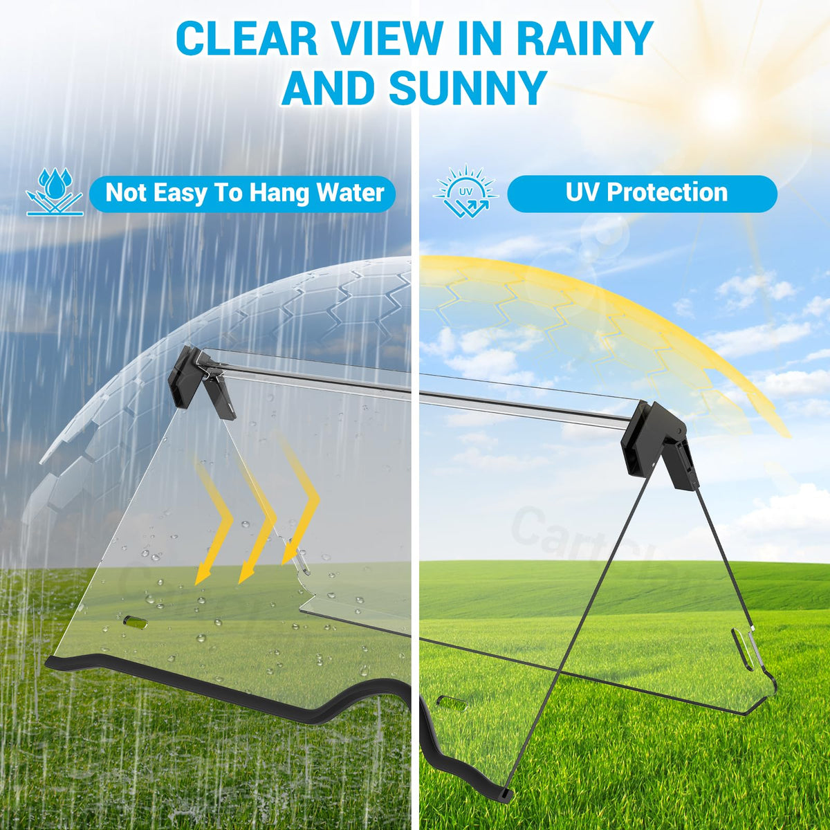 CartClan EZGO RXV windshield folded design boosts airflow during hot days.