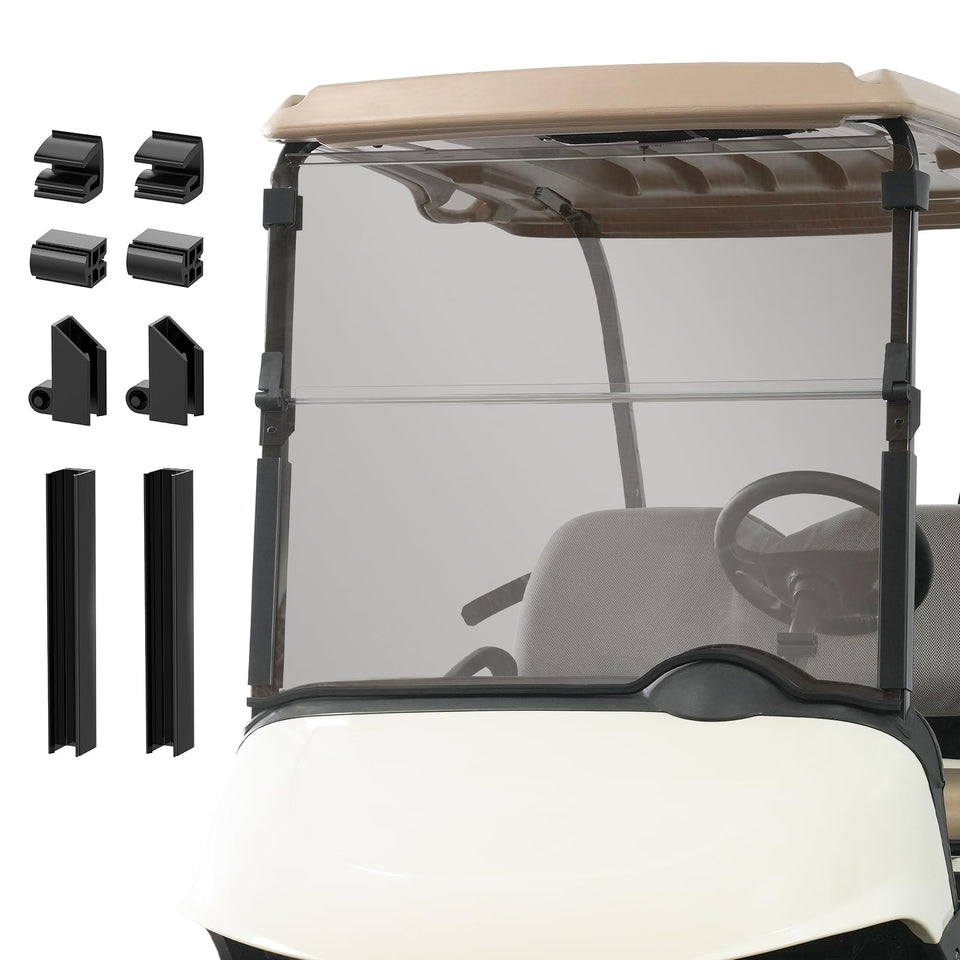 CartClan EZGO RXV windshield folding tinted view enhances airflow and comfort