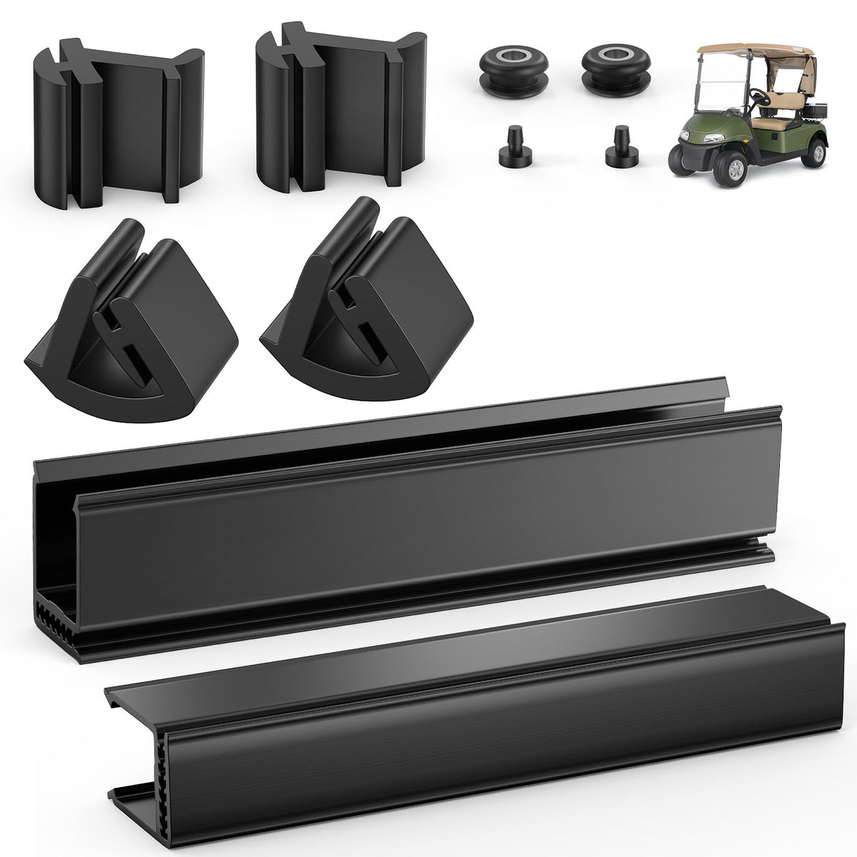 CartClan EZGO RXV windshield sash clips kit keeps glass secure and reduces rattling.