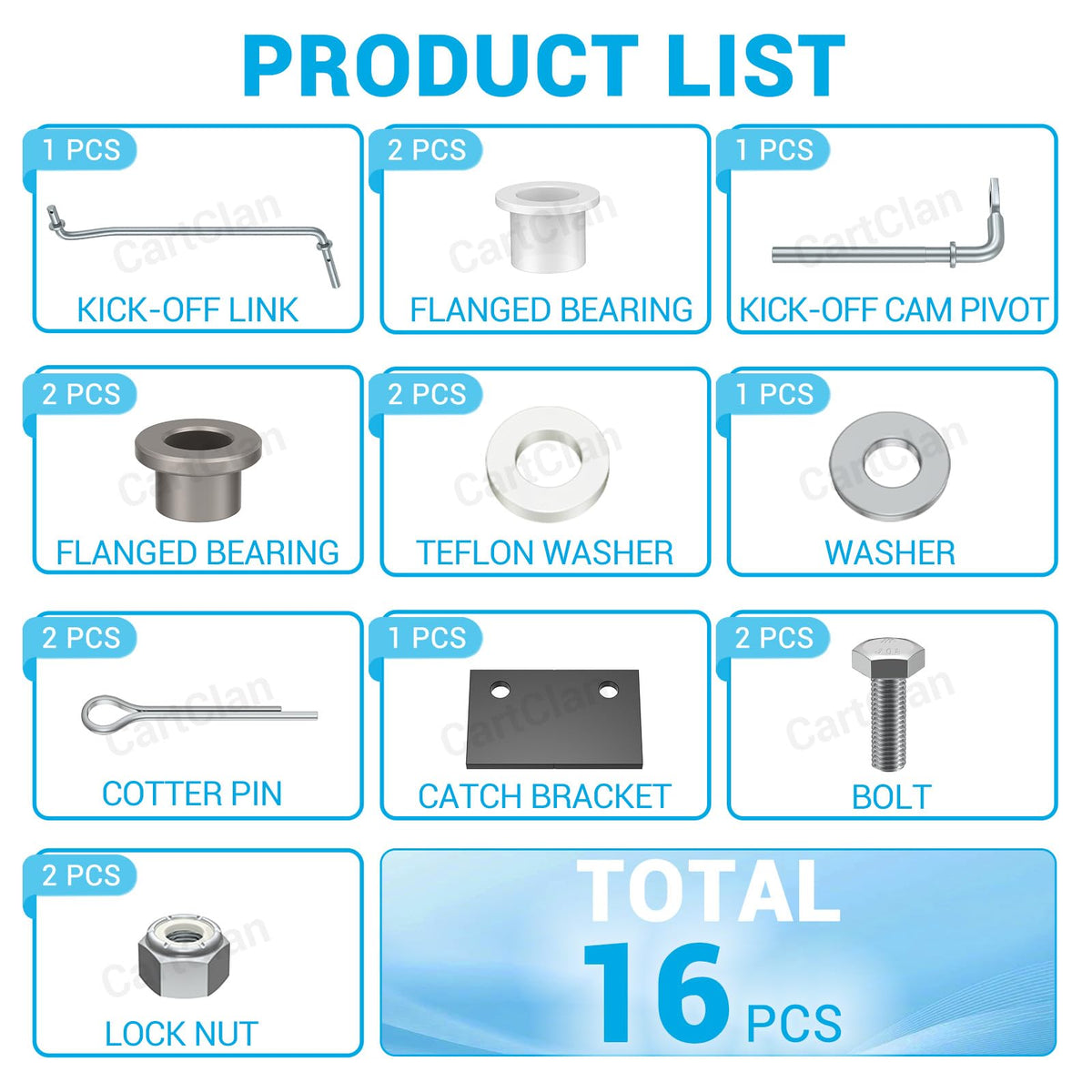 CartClan screws and nuts set for easy installation and secure fit.