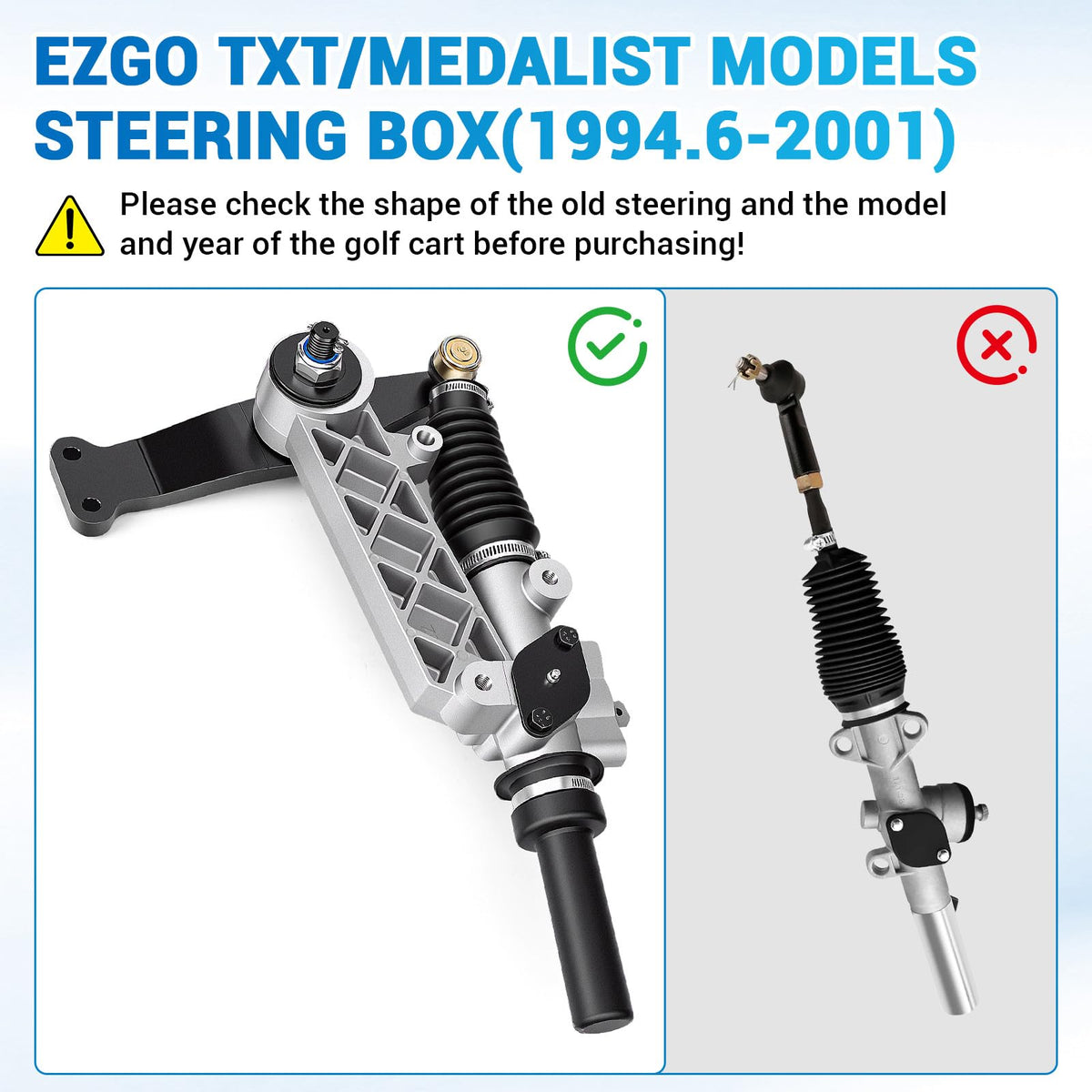 CartClan EZGO steering box installation setup demonstrates simple on-vehicle fit.