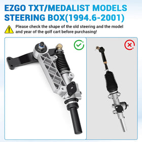 CartClan EZGO steering box installation setup demonstrates simple on-vehicle fit.