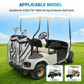 CartClan EZGO TXT bag holder locking buckle keeps straps secure.