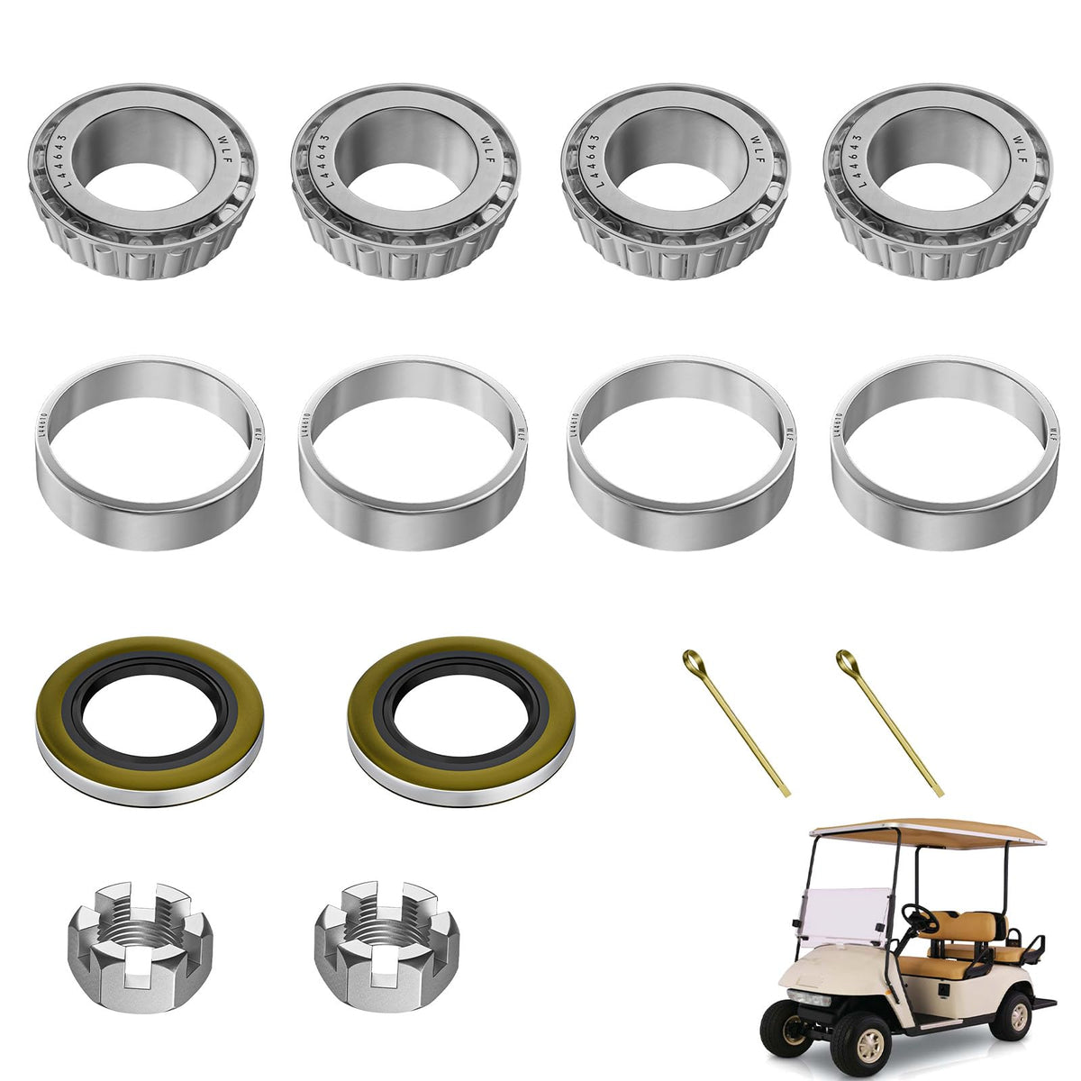 CartClan EZGO TXT front axle kit contents for front-end refresh.