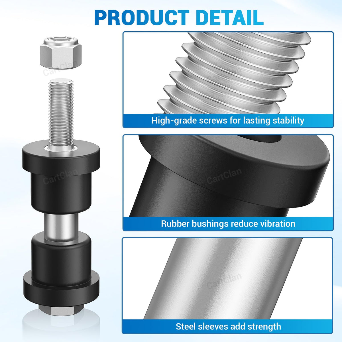CartClan EZGO TXT steel sleeves assembly shows durable, wear-resistant components.