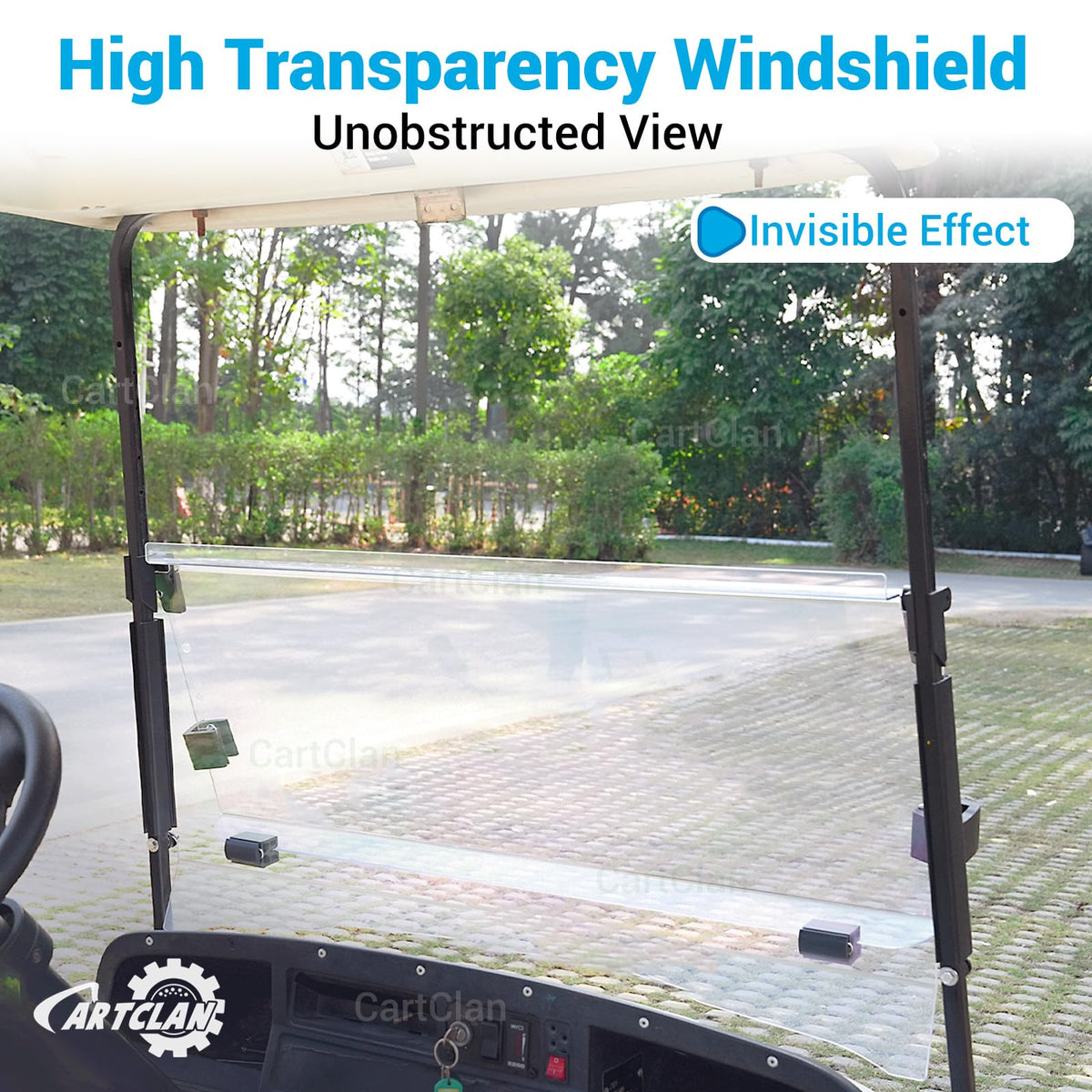 CartClan EZGO TXT windshield size 38.54W x 33.26H for precise fit