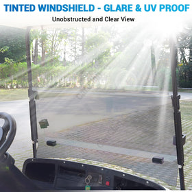 CartClan EZGO TXT tinted windshield with quick installation and no tools required