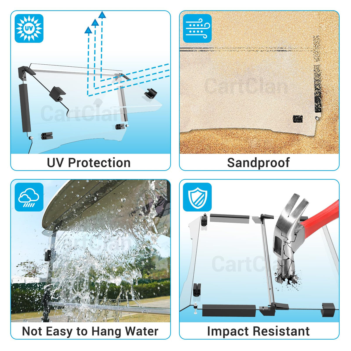 CartClan EZGO TXT windshield easy install for quick setup