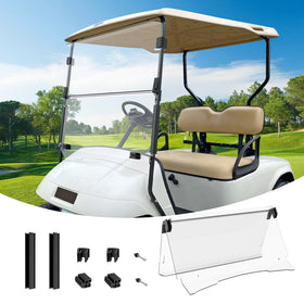 CartClan EZGO TXT windshield front view with clear PC panel for visibility and protection