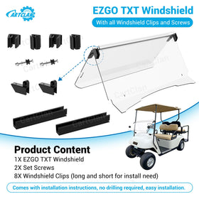CartClan EZGO TXT windshield offers impact resistance against debris