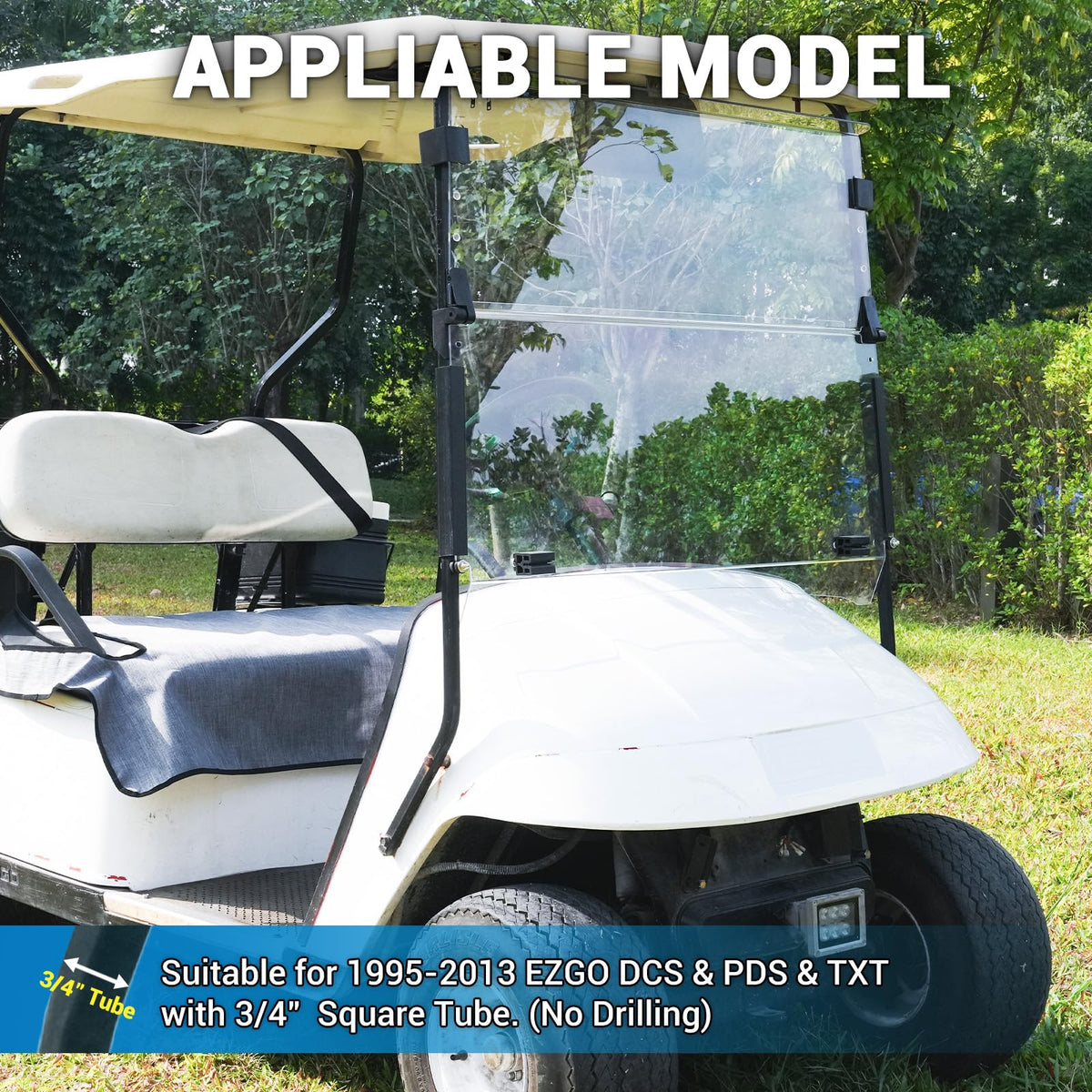CartClan EZGO TXT windshield weather protection for all-weather rides