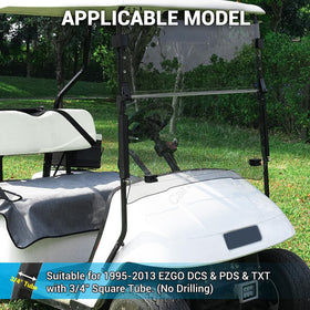 CartClan EZGO windshield folds for summer ventilation and year-round protection