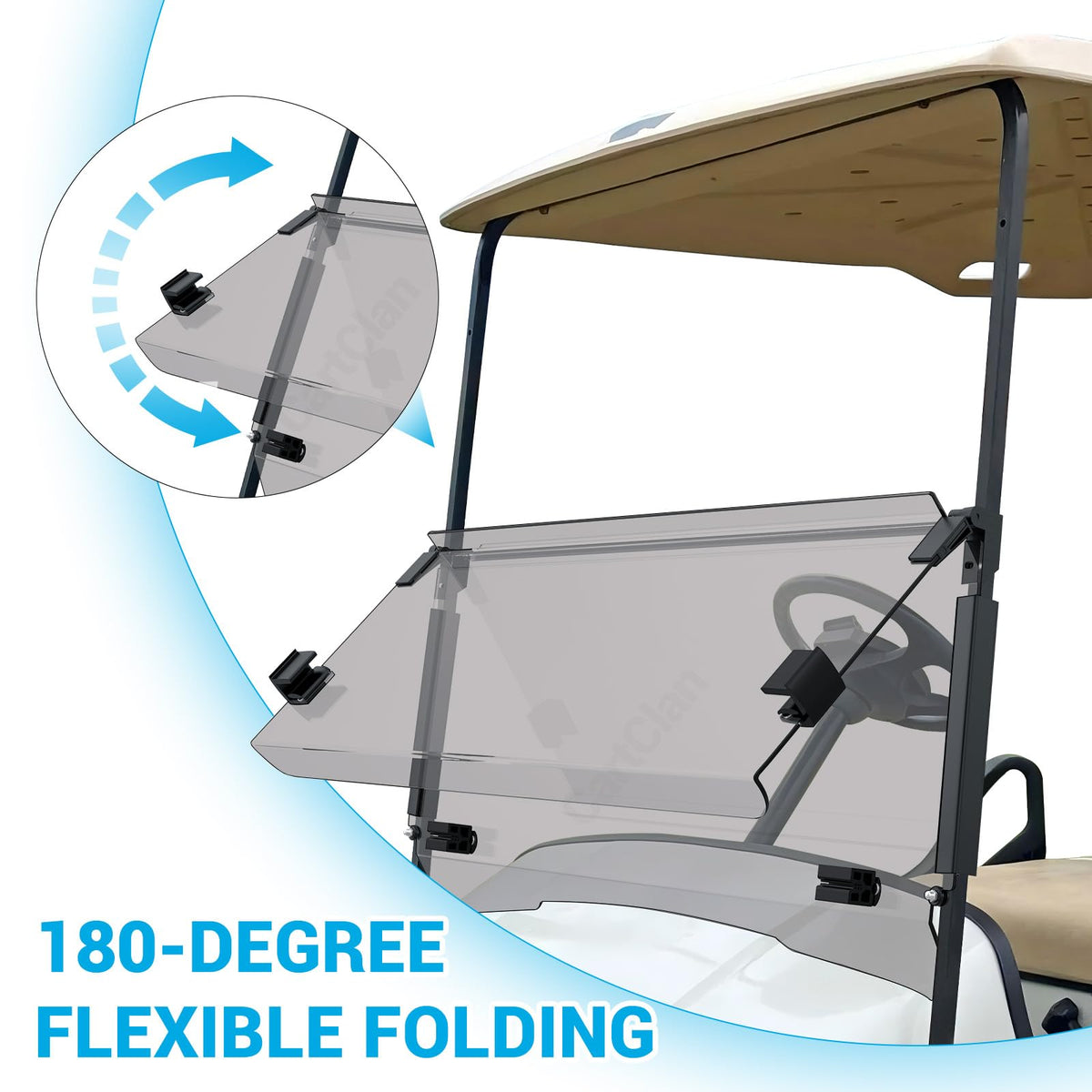 CartClan EZGO windshield tint, reduces glare for clearer rides