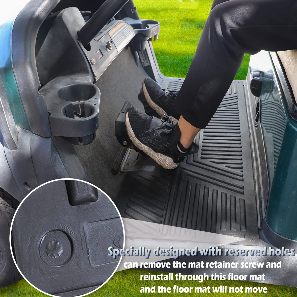 CartClan floor mat easy-clean feature for quick rinsing of dirt.