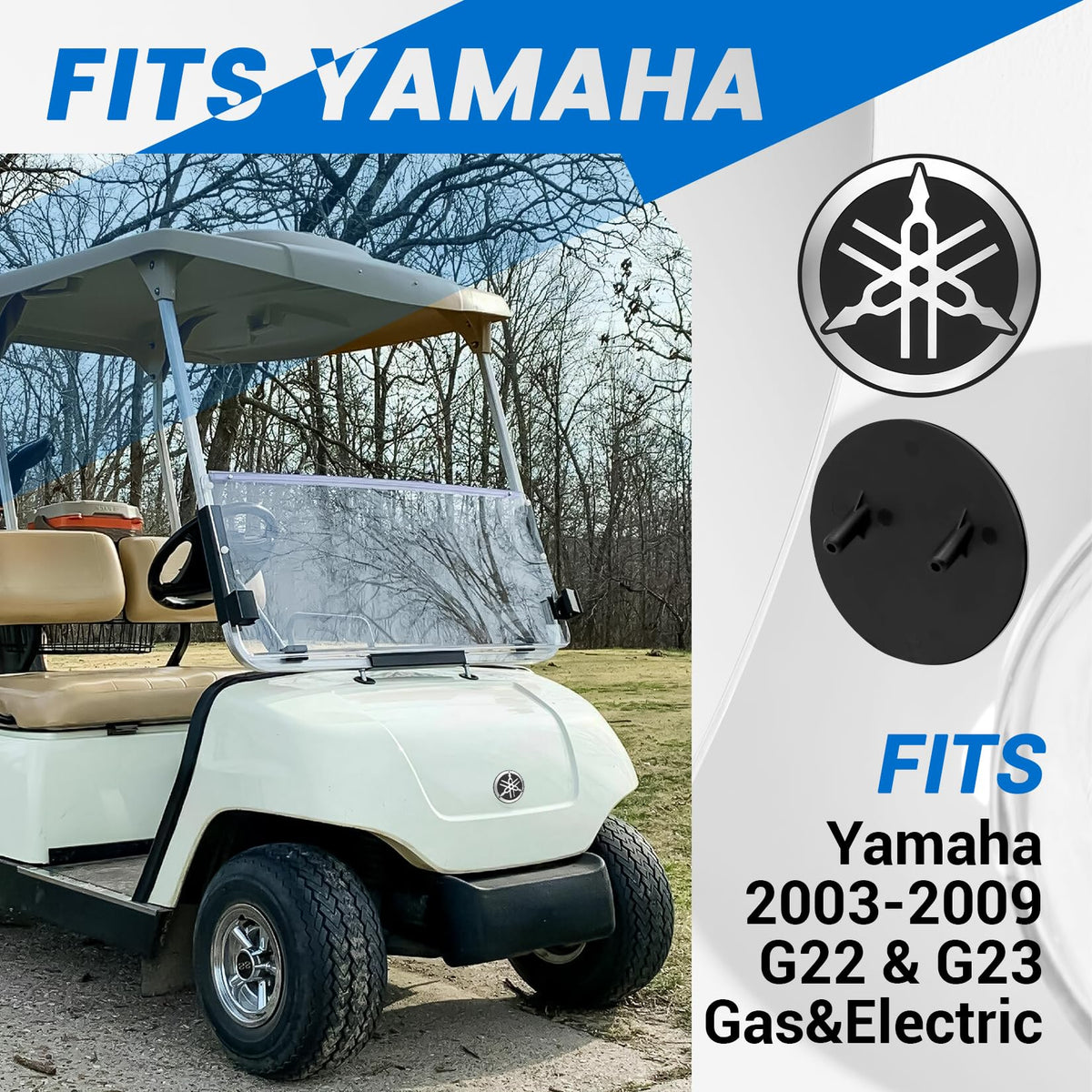 CartClan front hood logo emblem for Yamaha G22/G23, easy to install.