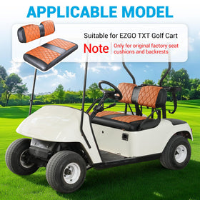 CartClan EZGO TXT front seat cushion cover installs without drilling.