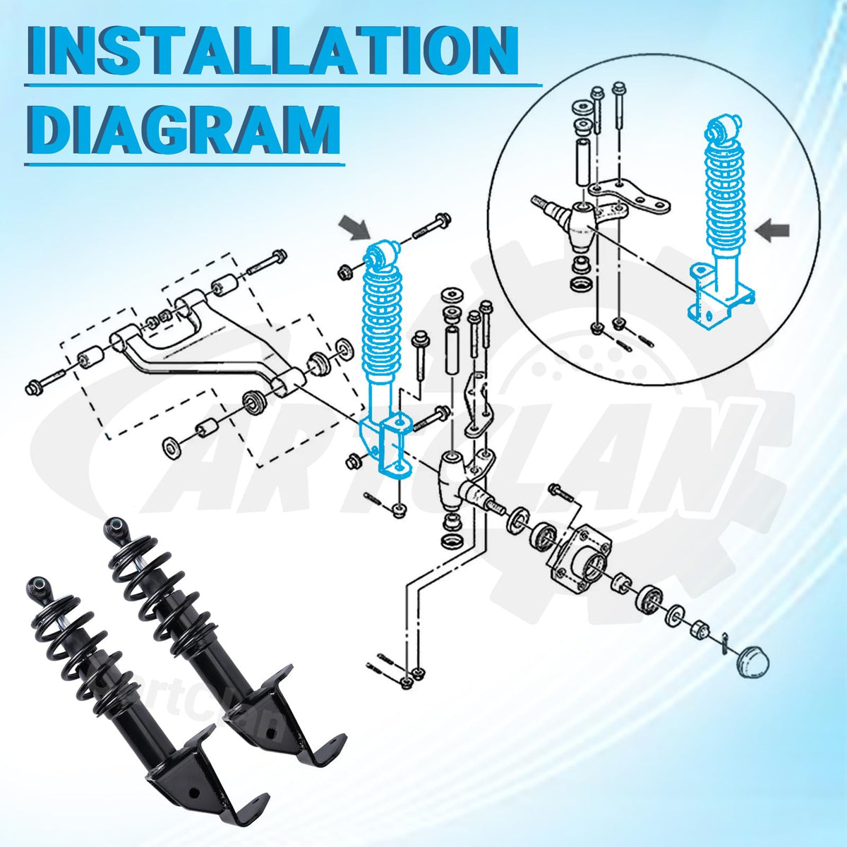 CartClan front shocks kit for Yamaha Drive G29 delivers reliable ride quality.