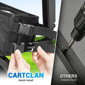 CartClan front storage basket features internal PE support for rigid form.