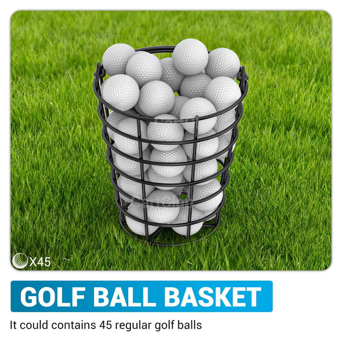 CartClan golf ball basket handle enables easy transport on course.