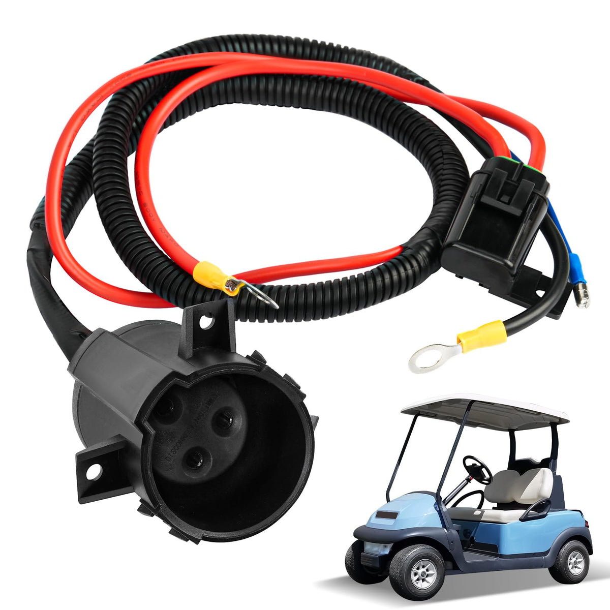CartClan golf cart charger DC receptacle with harness for quick fit