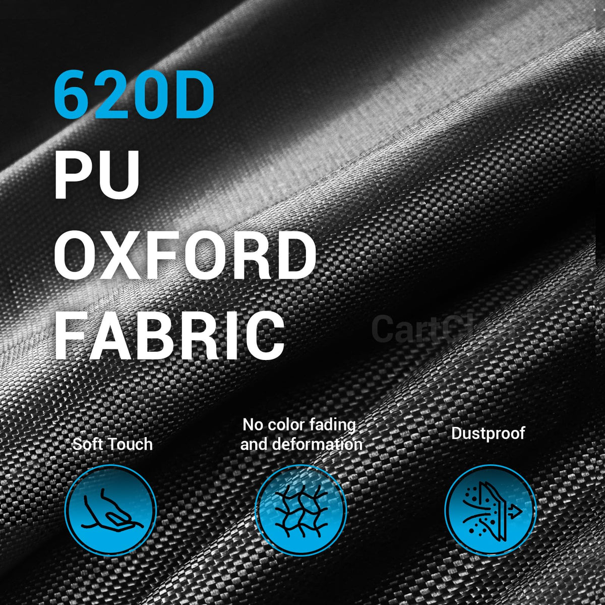 CartClan windproof cover with adjustable belt secures carts in gusty weather.
