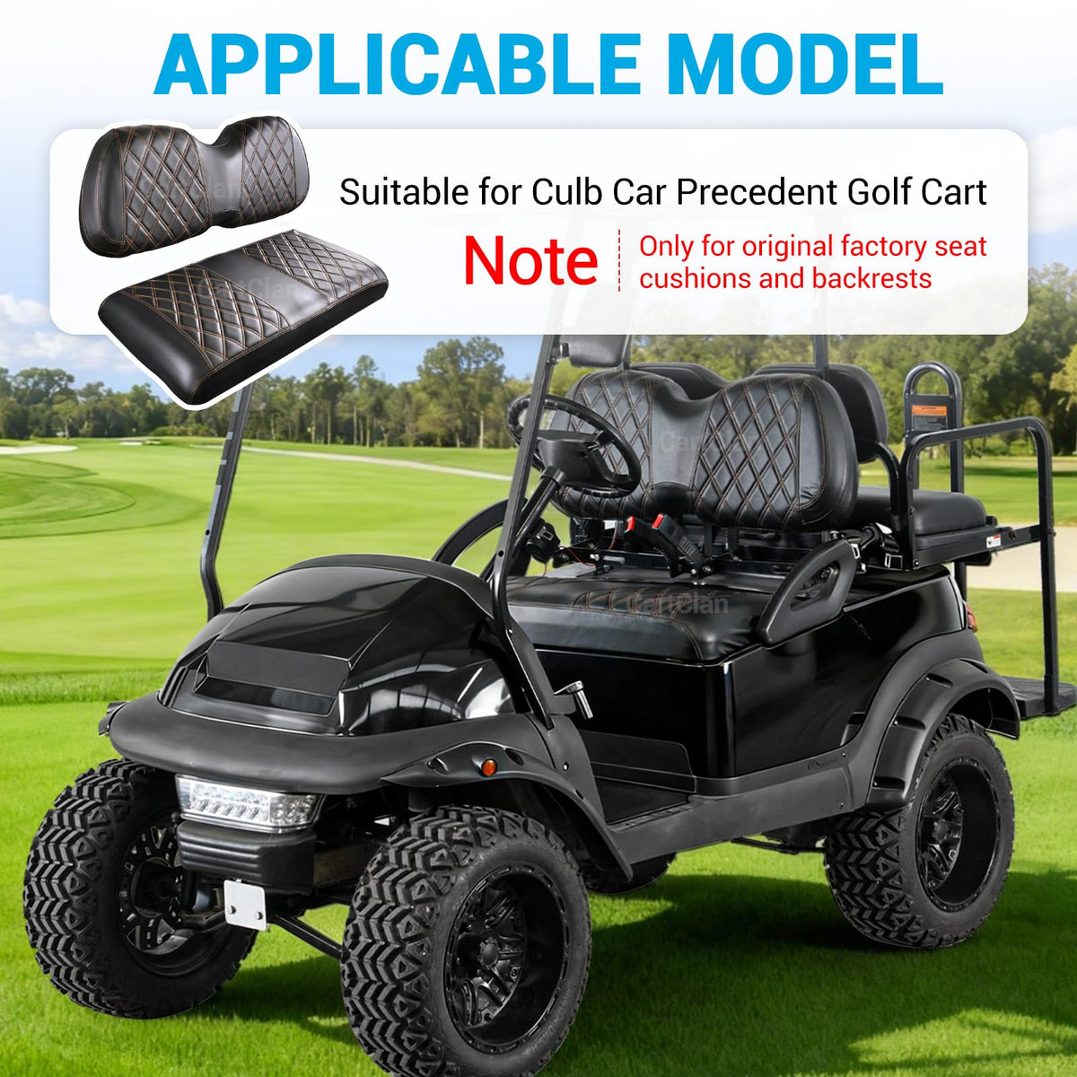 CartClan Diamond Seat Covers on Club Car Precedent front seat for durable protection.