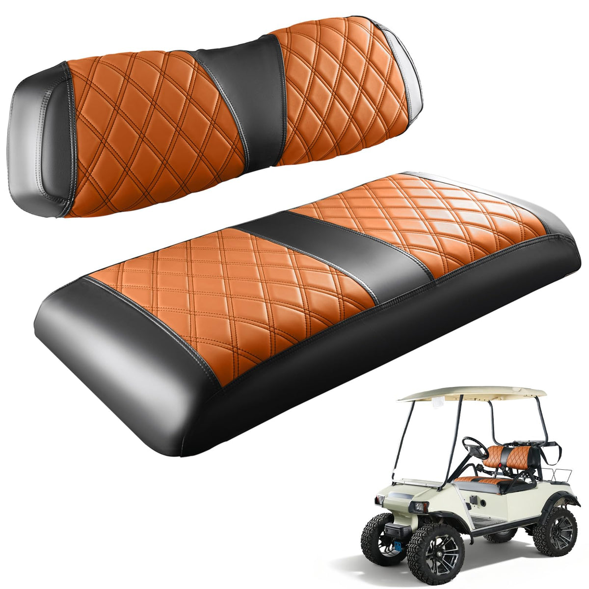 CartClan diamond seat covers on front seat cushion protect against wear while adding style