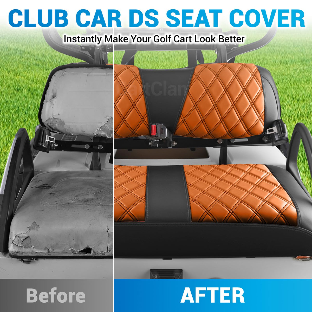 Brown PVC leather CartClan seat covers provide durable waterproof protection