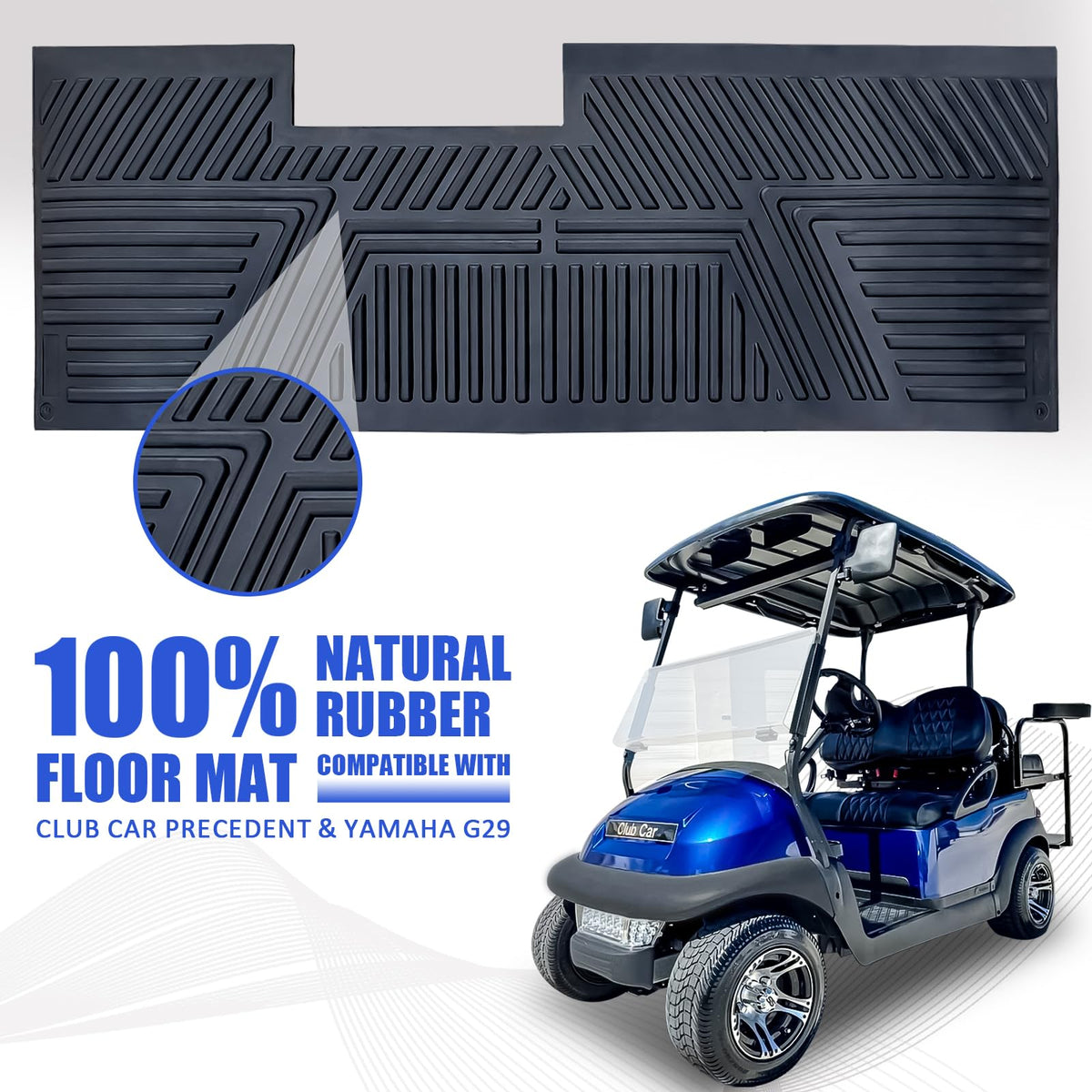 CartClan floor mat pedal-area fit provides secure placement and easy cleaning.