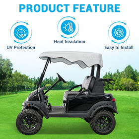 CartClan roof cover back view demonstrates straps for stability