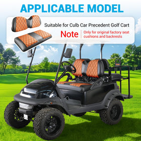 CartClan brown PVC leather golf cart seat cover offers durable protection and easy upkeep.