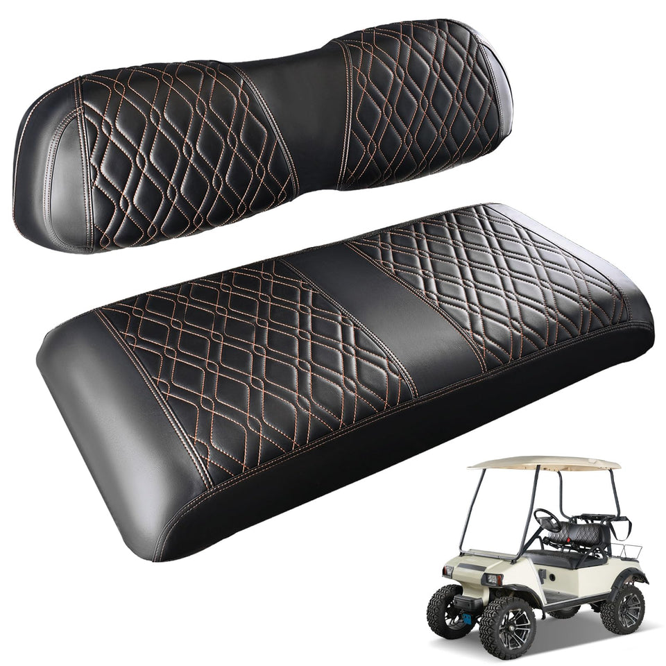 CartClan front seat covers with diamond pattern protect Club Car DS seats.