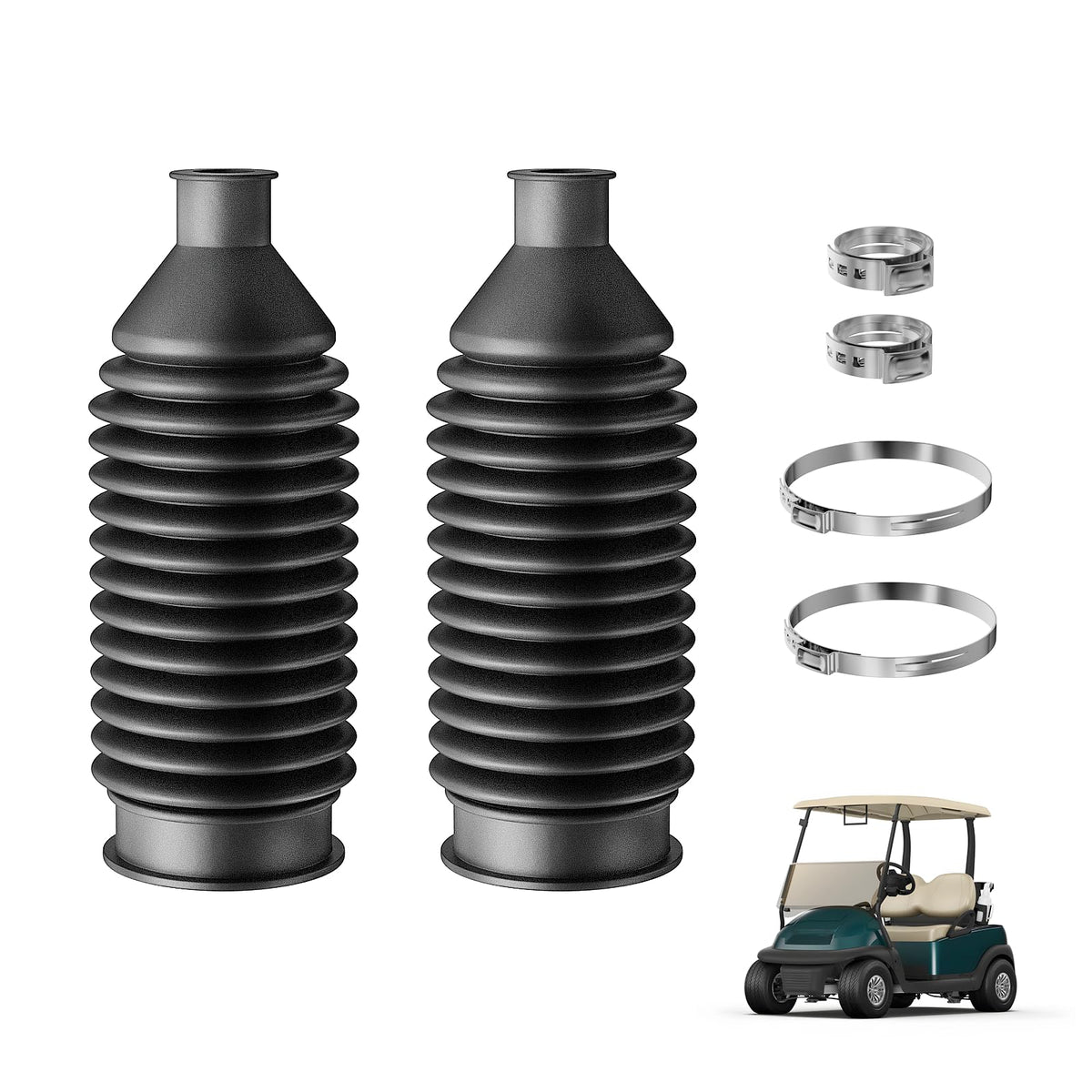 CartClan steering bellow front view protects Club Car Precedent from dust and wear