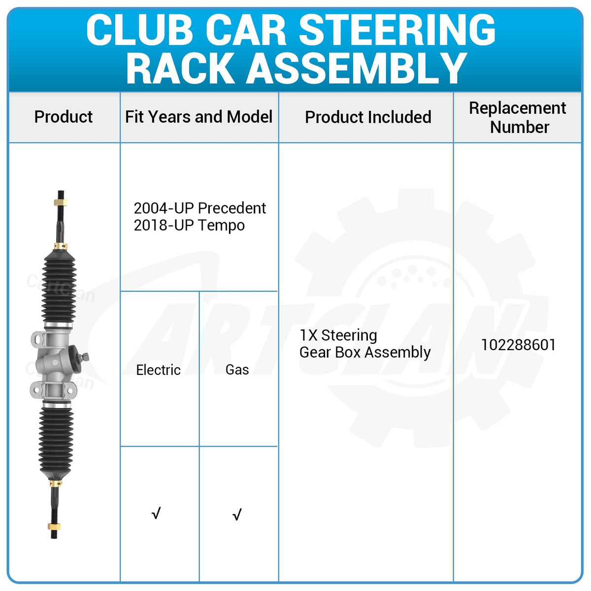 CartClan golf cart steering rack assembly shows easy fit and reliable function