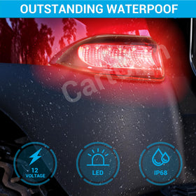 CartClan taillight kit package showing two LED tail lights and 3-pin wiring plug