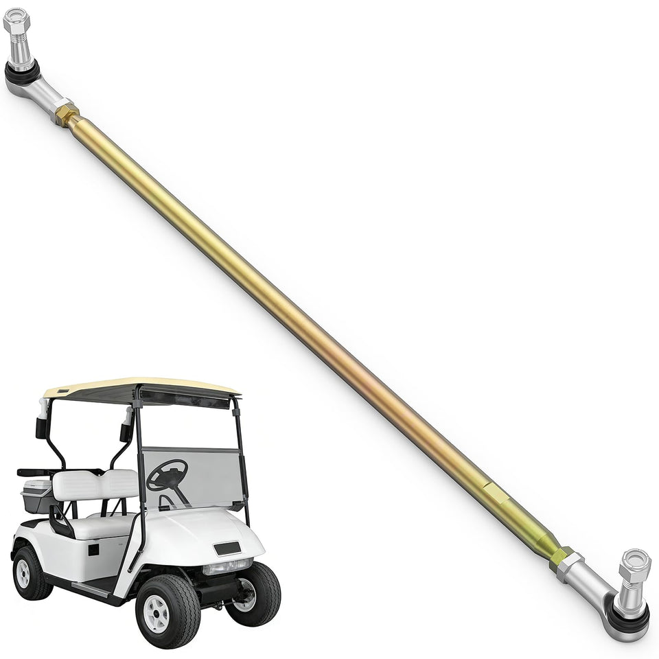 CartClan golf cart tie rod assembly close-up shows precision joints for smoother steering.